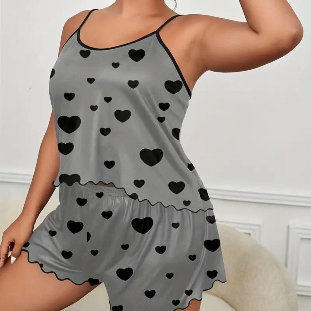 BOGO PLUS SIZE 1X 4X Lettuce Trim Cami Top & Shorts Pajama  PJ Two Piece Set NWT